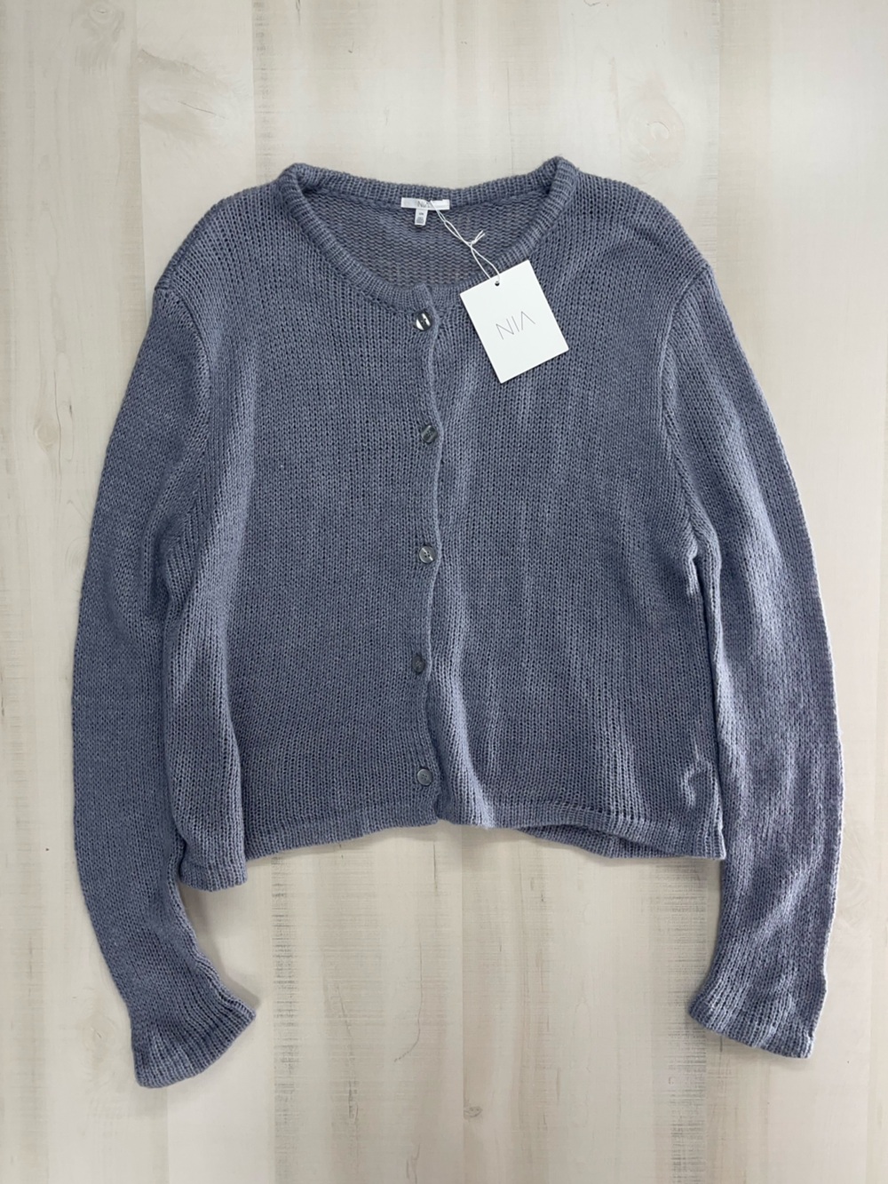 nwt NIA revolve knit grayish blue soft cardigan sweater L